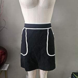 fresh Black Mini Skirt with White Trim